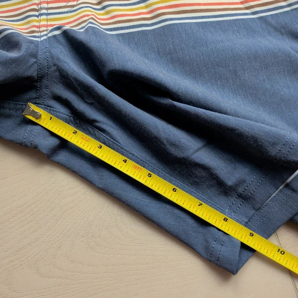 Katin‎ Board Shorts Mens 36 Blue Striped Retro Surf Trunks Swim Beach